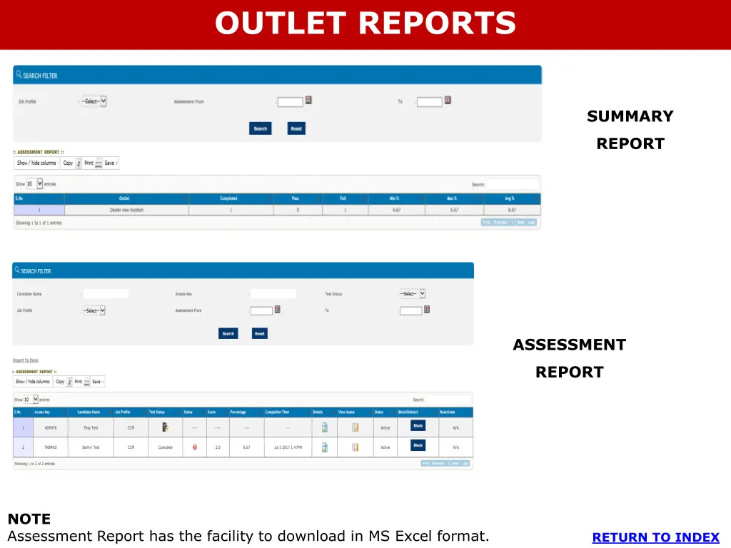 outlet reports