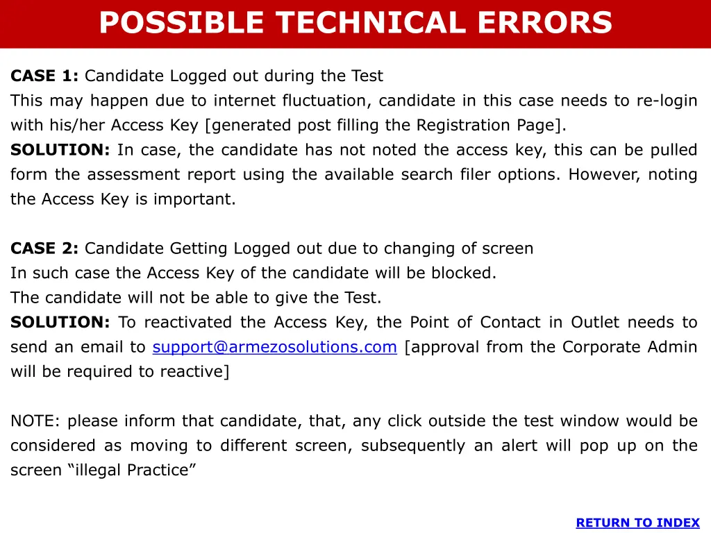 possible technical errors