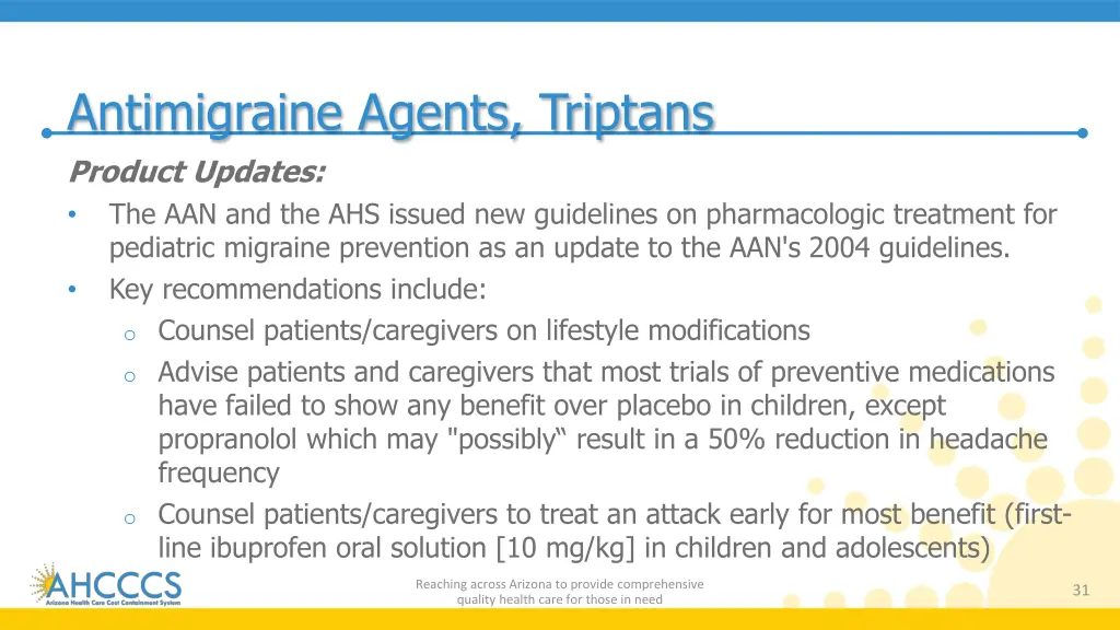 antimigraine agents triptans product updates