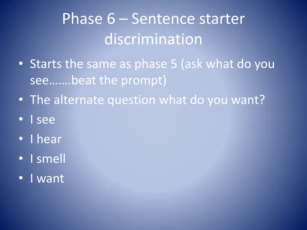 phase 6 sentence starter discrimination