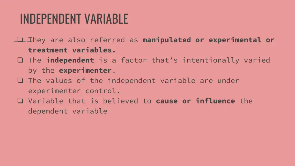 independent variable