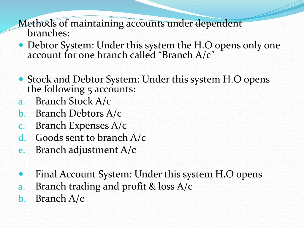 methods of maintaining accounts under dependent