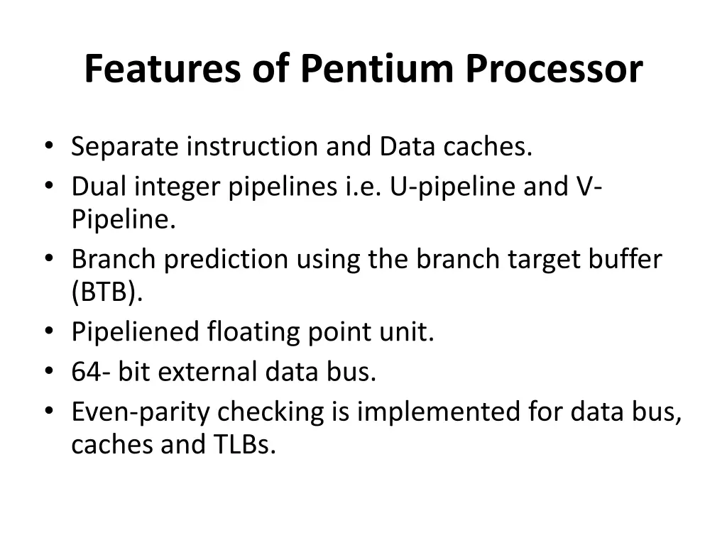 features of pentium processor