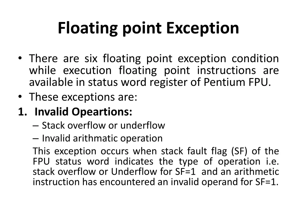 floating point exception