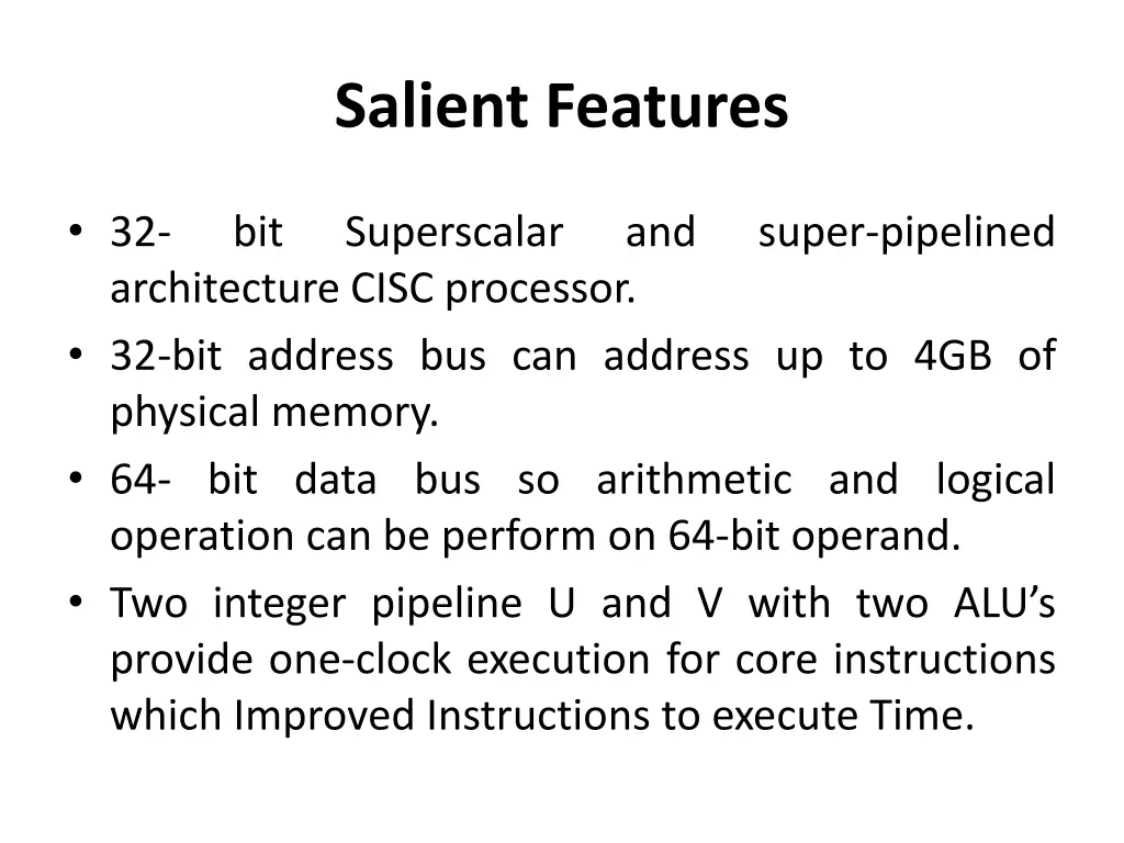 salient features