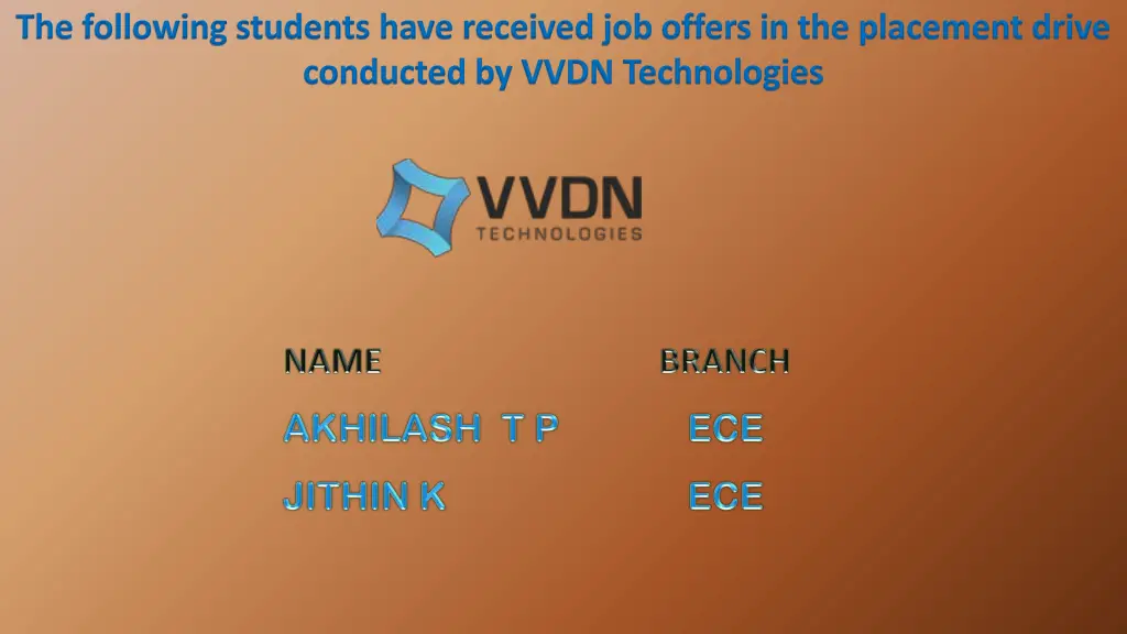 the following students have received job offers 8