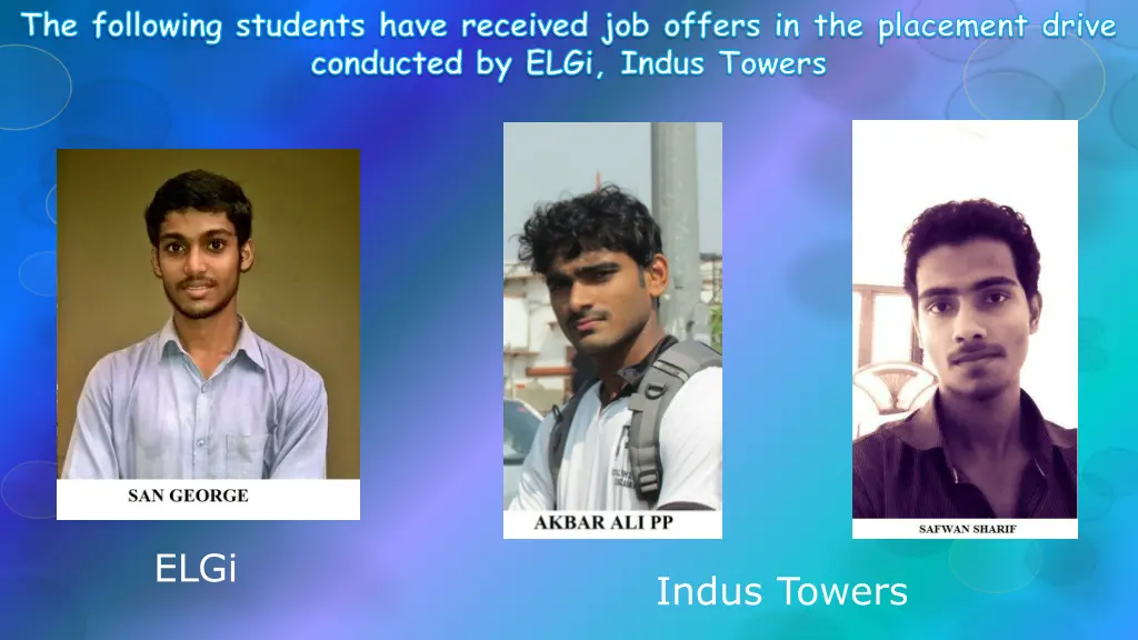 the following students have received job offers