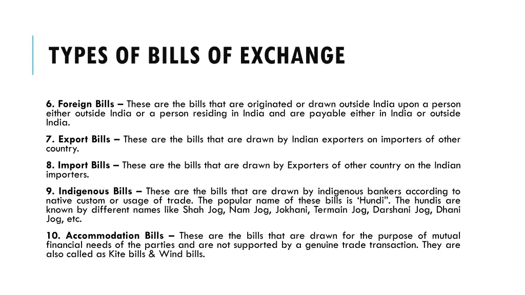 types of bills of exchange 1