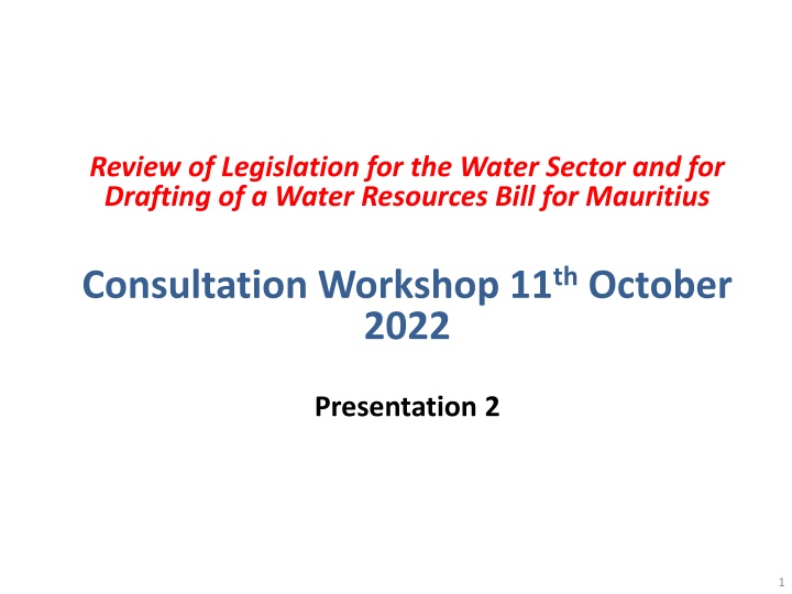 review of legislation for the water sector