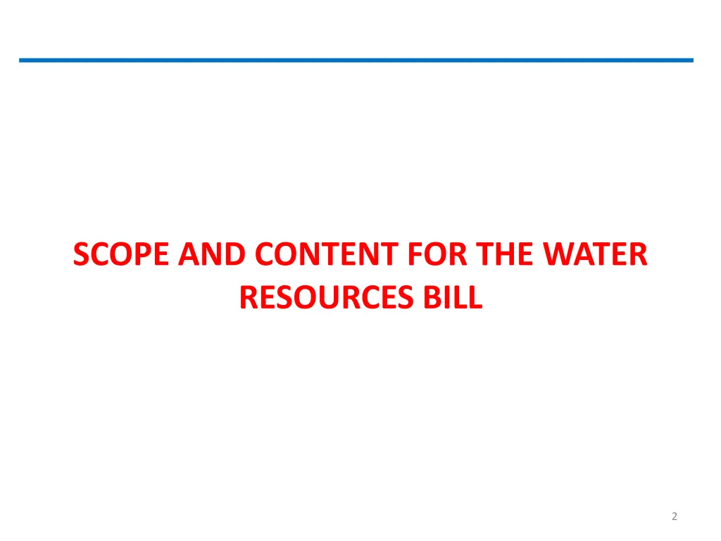 scope and content for the water resources bill