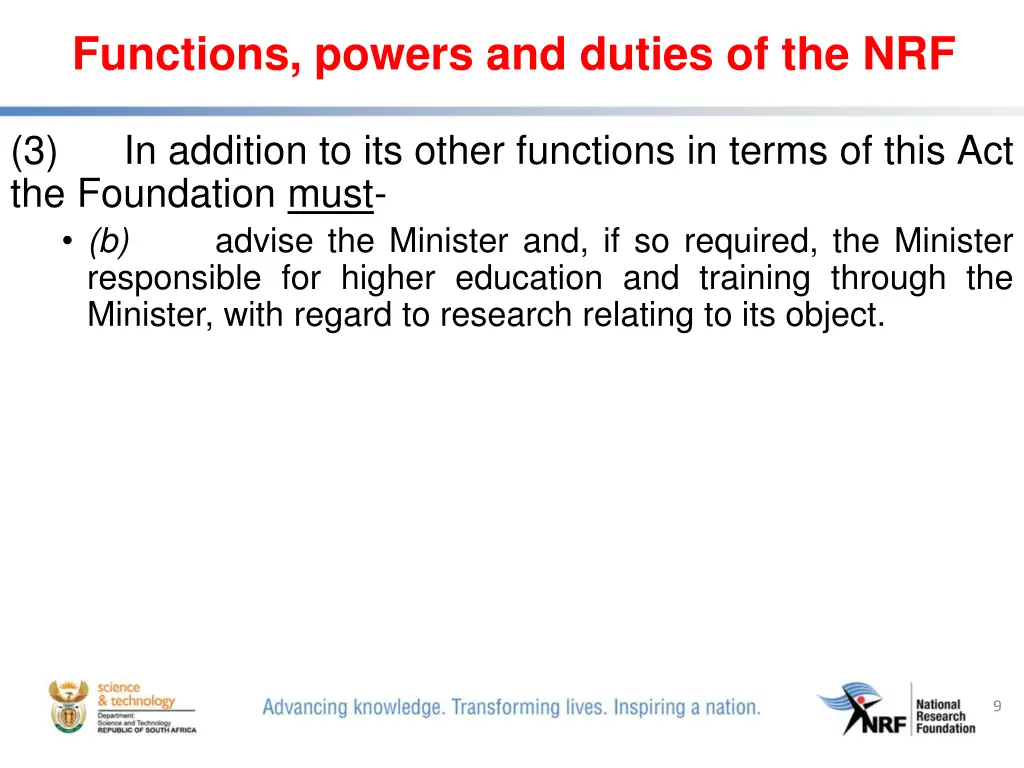 functions powers and duties of the nrf