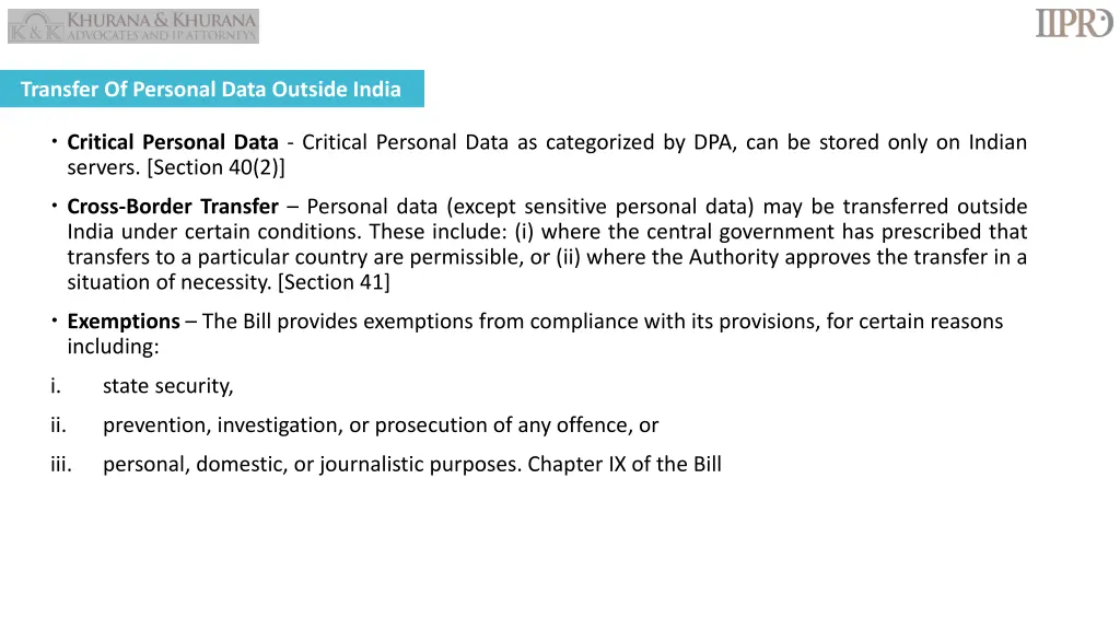 transfer of personal data outside india