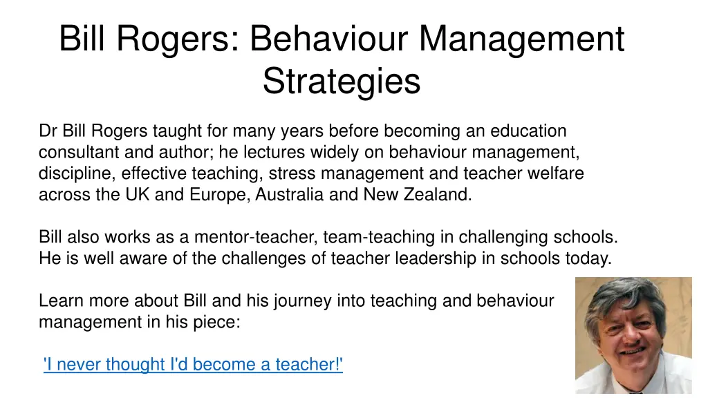 bill rogers behaviour management strategies