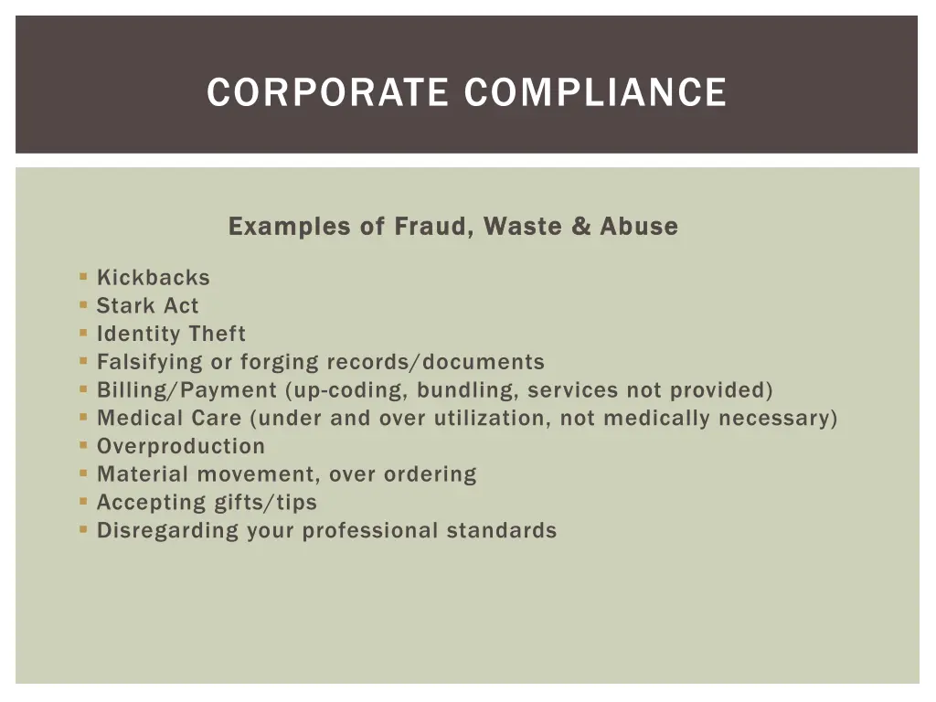 corporate compliance 1