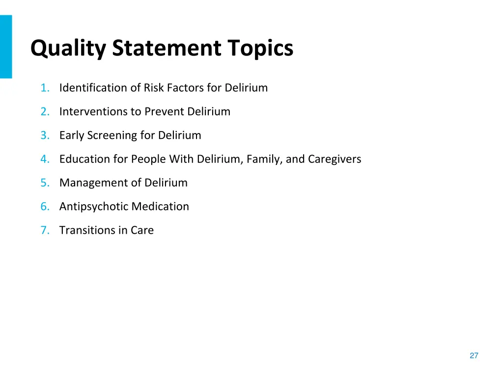 quality statement topics