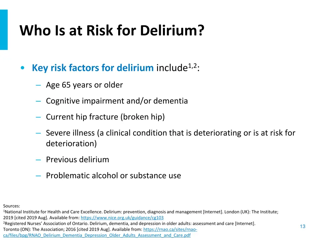 who is at risk for delirium