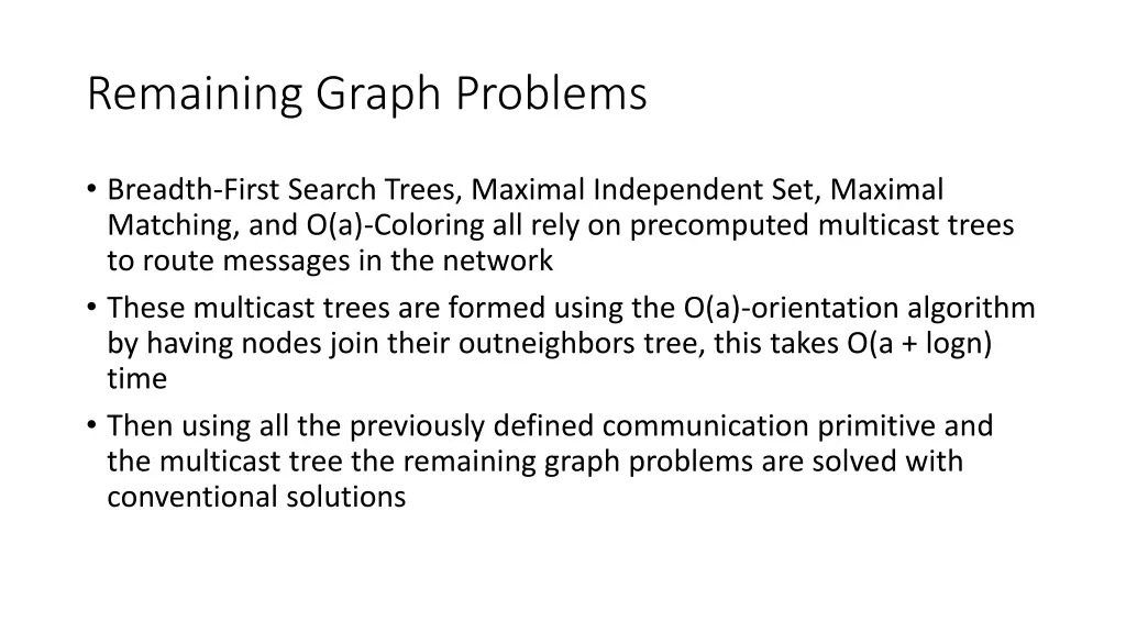 remaining graph problems