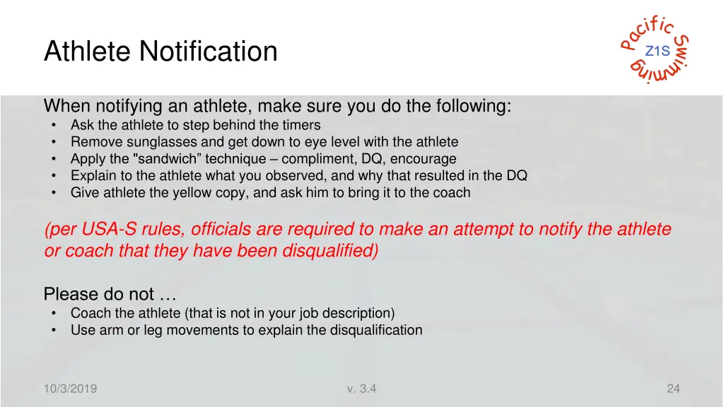 athlete notification