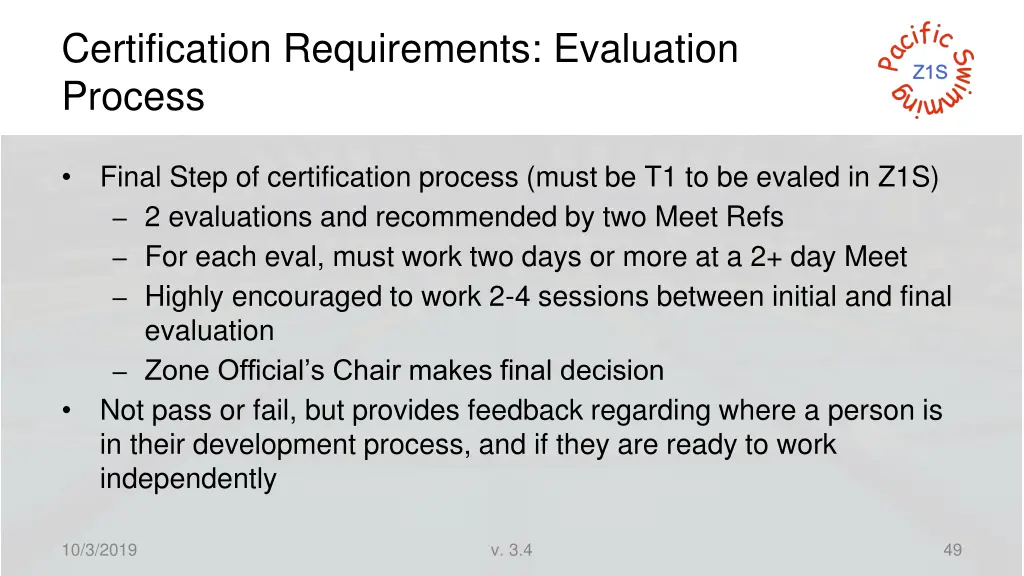 certification requirements evaluation process