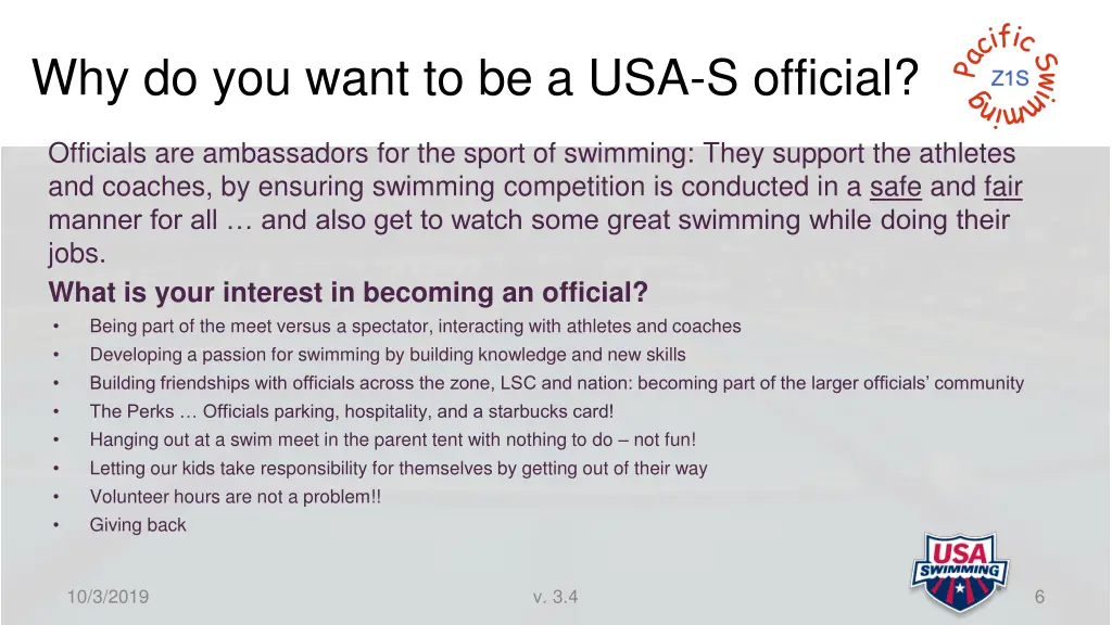 why do you want to be a usa s official