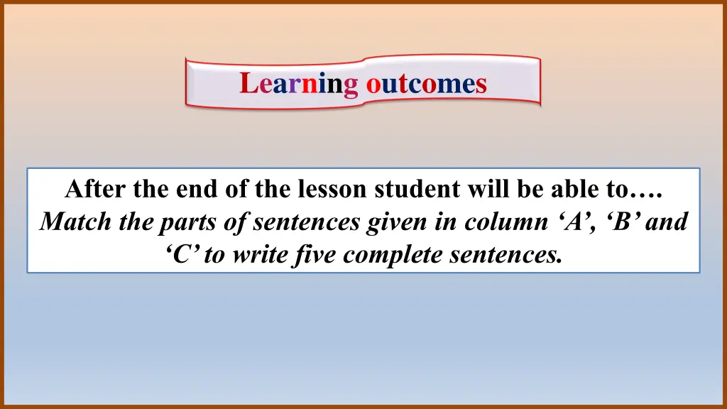 learning outcomes