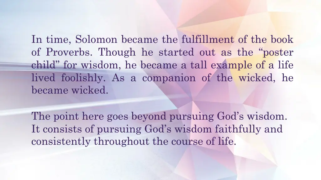 in time solomon became the fulfillment