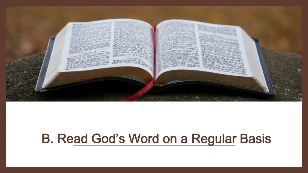 b read god s word on a regular basis b read