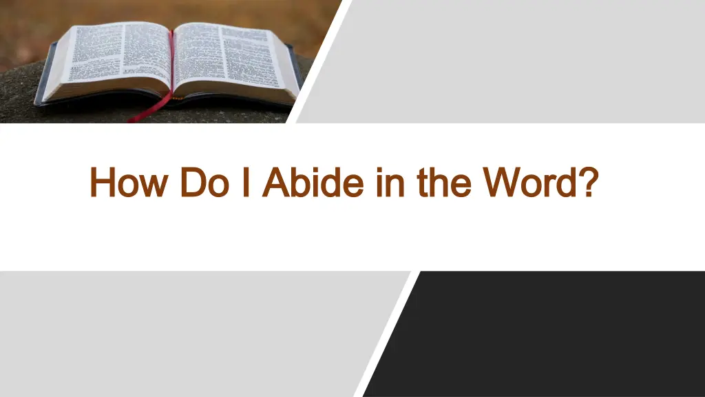 how do i abide in the word how do i abide