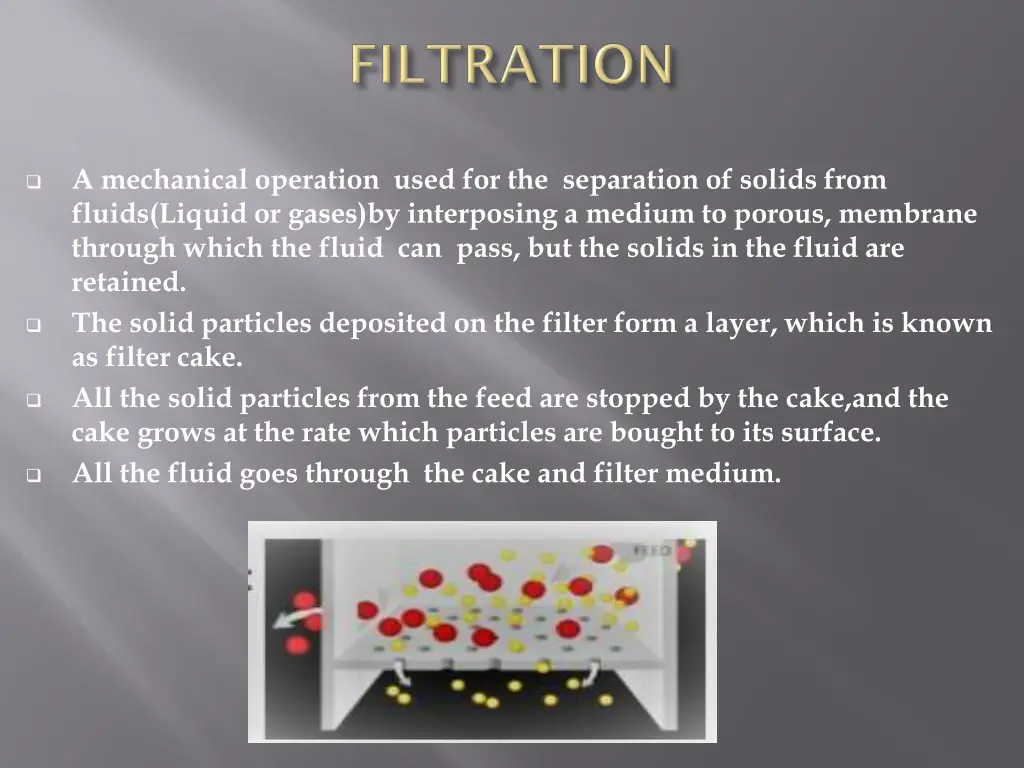 a mechanical operation used for the separation