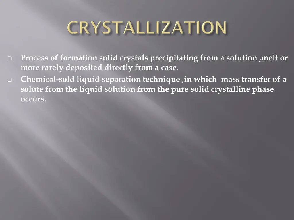 process of formation solid crystals precipitating