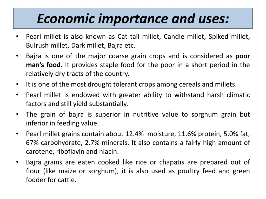 economic importance and uses