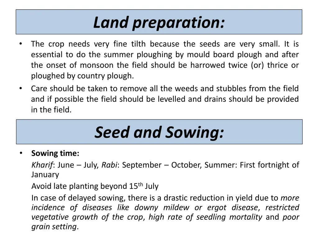 land preparation