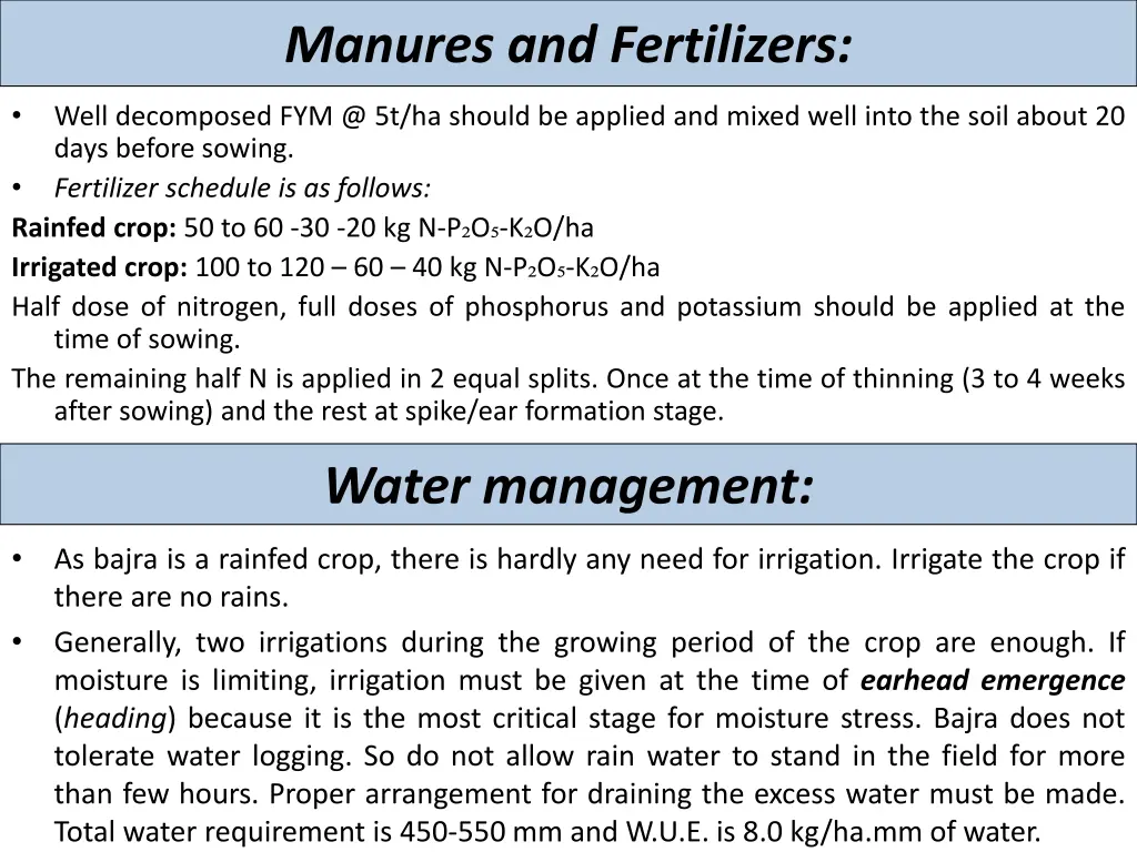 manures and fertilizers