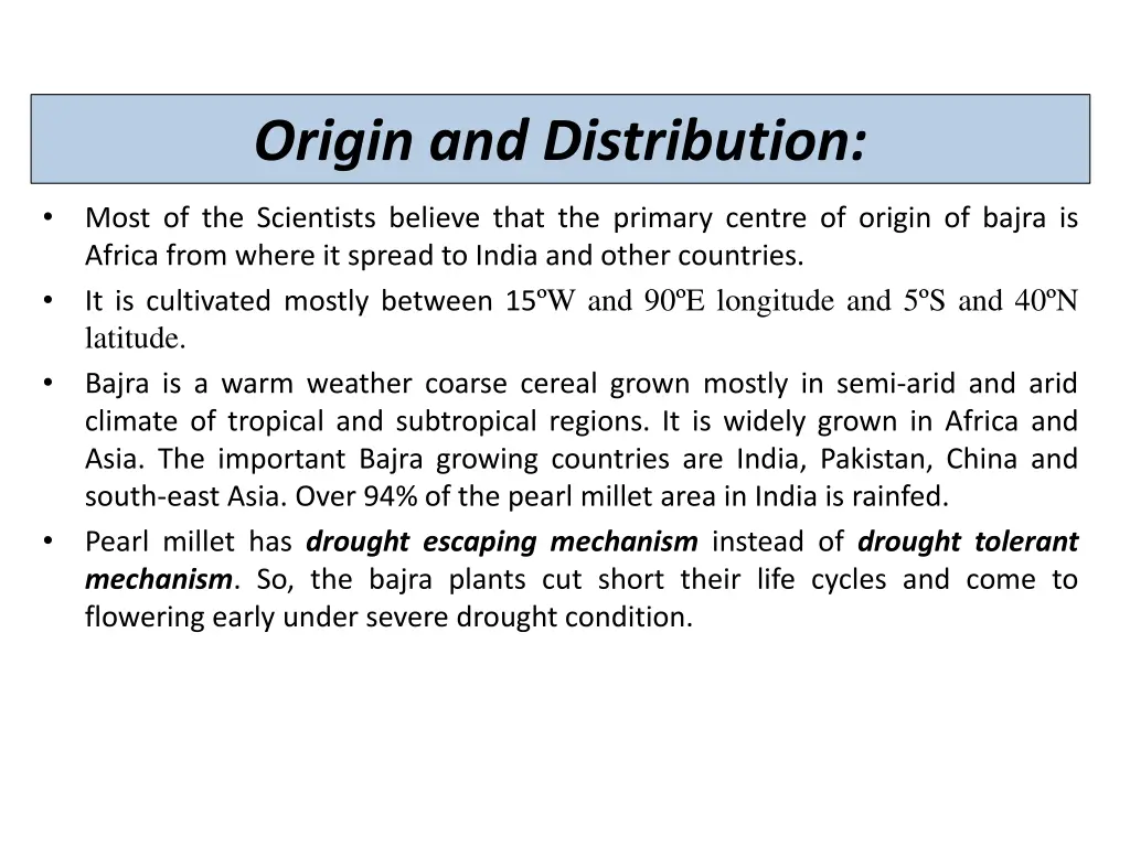 origin and distribution