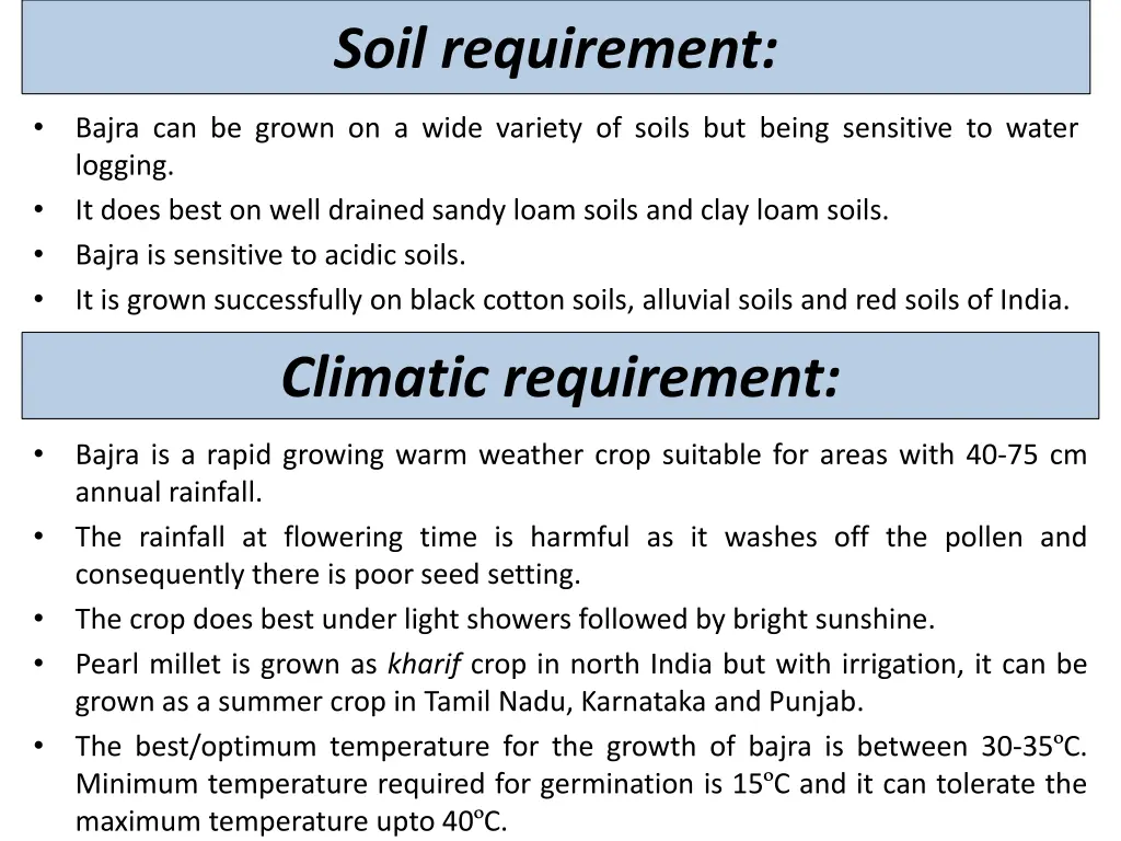 soil requirement