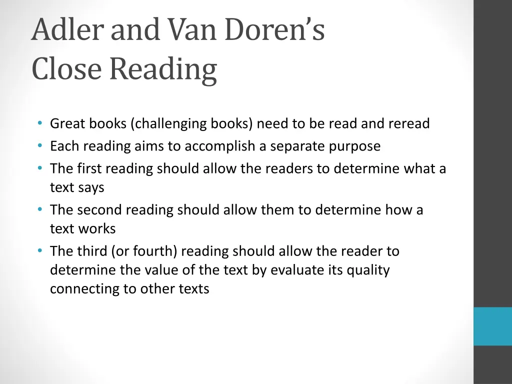 adler and van doren s close reading