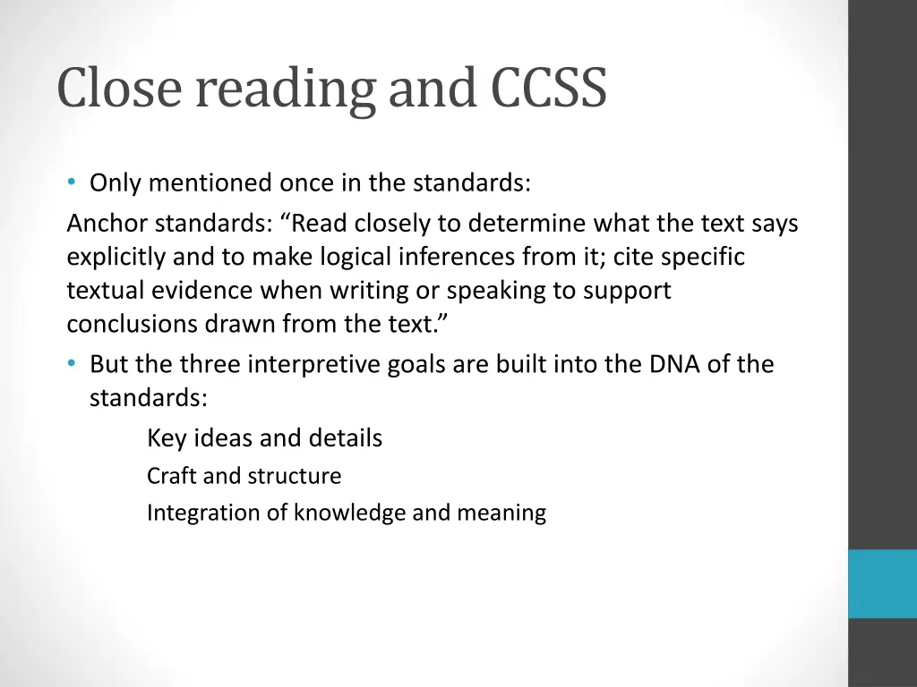 close reading and ccss