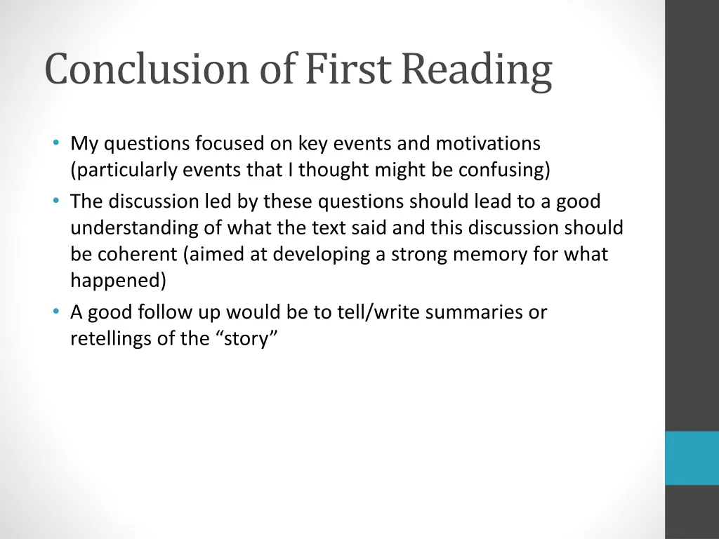 conclusion of first reading