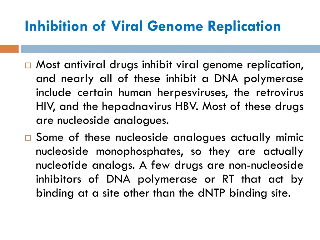 inhibition of viral genome replication