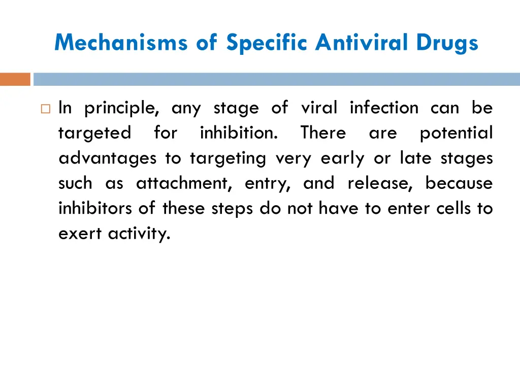 mechanisms of specific antiviral drugs