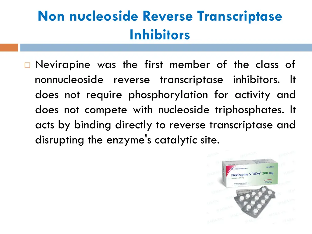 non nucleoside reverse transcriptase inhibitors