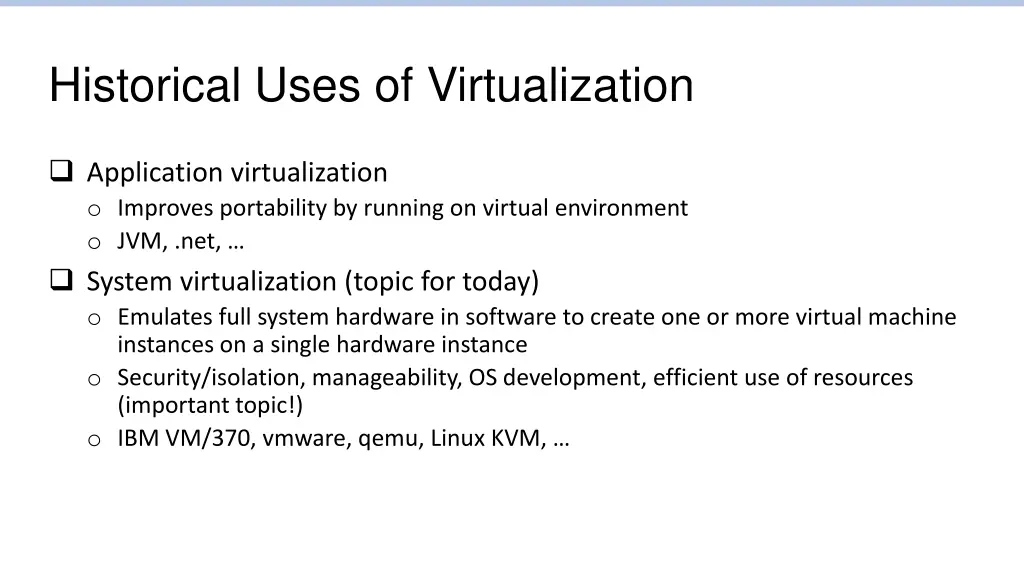 historical uses of virtualization