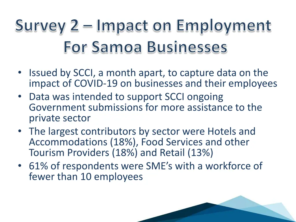 survey 2 impact on employment for samoa businesses