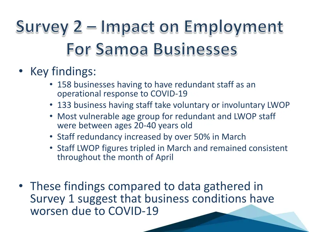 survey 2 impact on employment for samoa