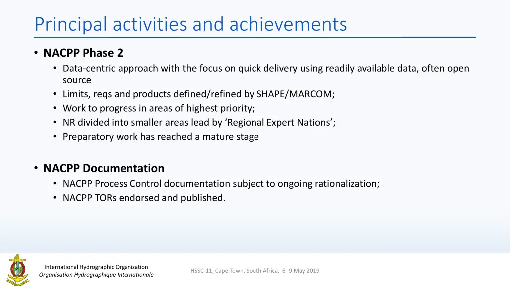 principal activities and achievements 2