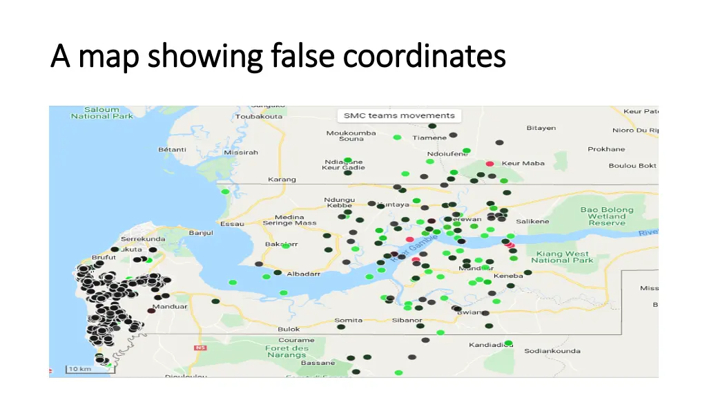 a map showing false coordinates a map showing