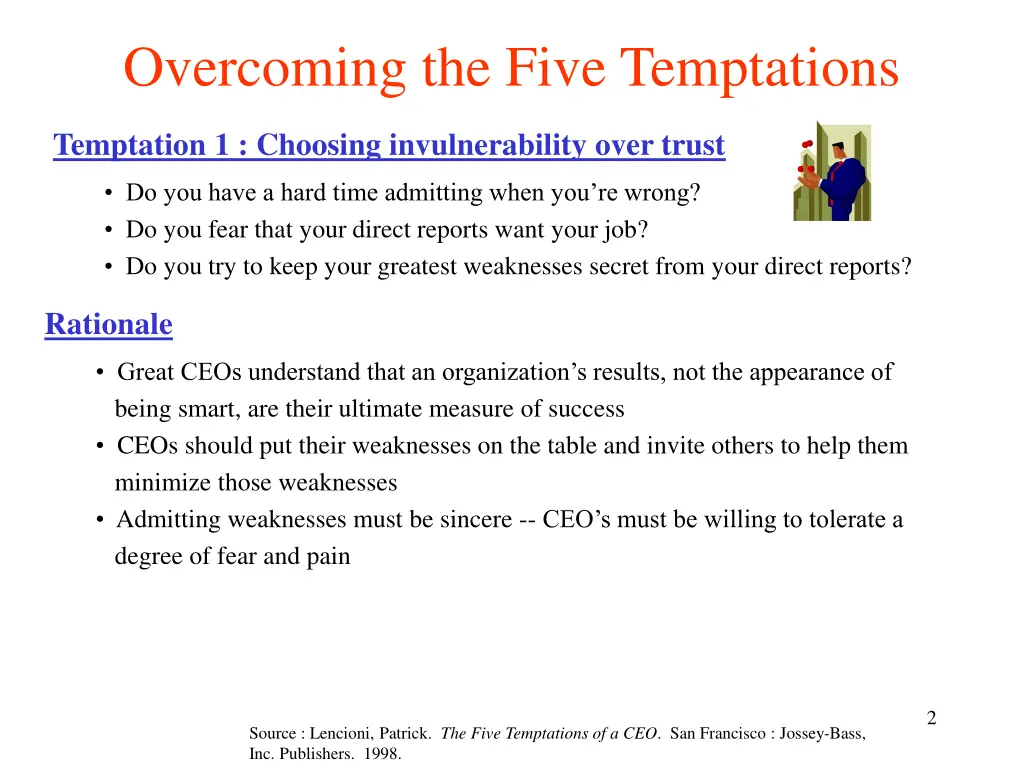 overcoming the five temptations