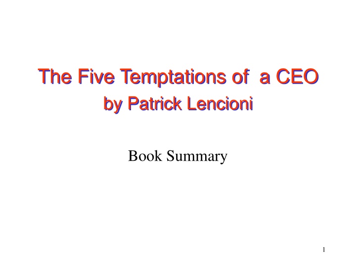 the five temptations of a ceo by patrick lencioni