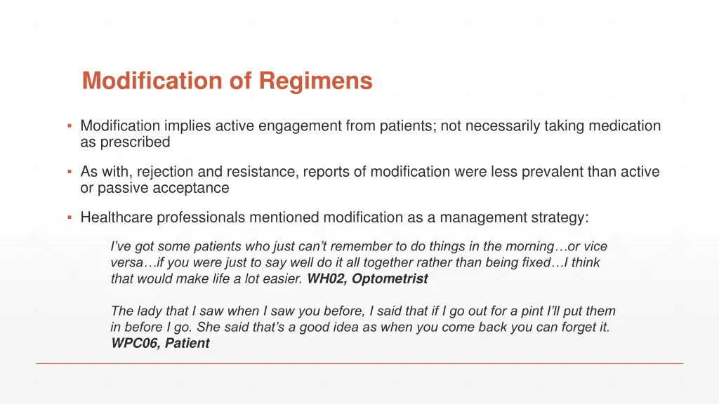 modification of regimens