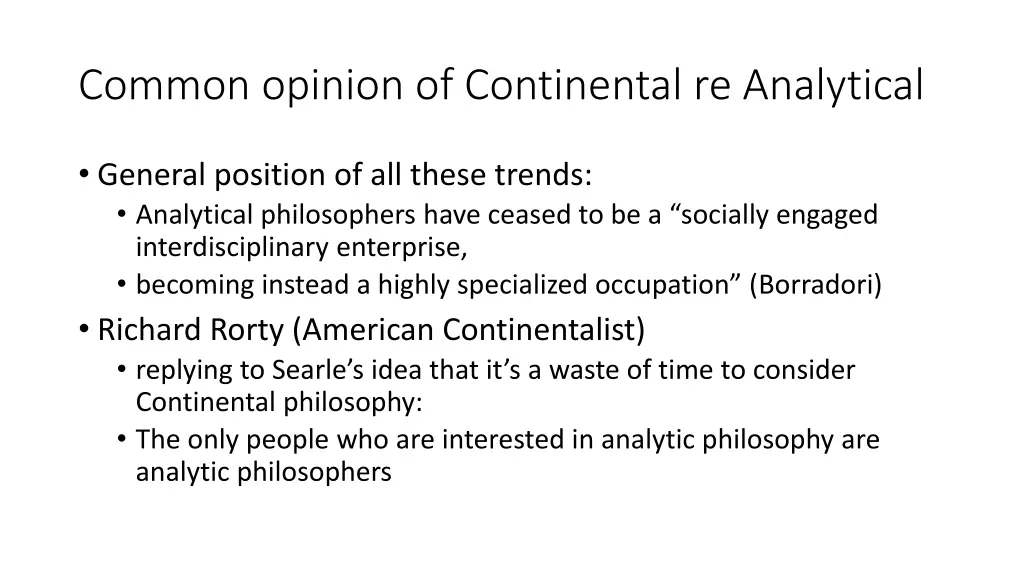 common opinion of continental re analytical